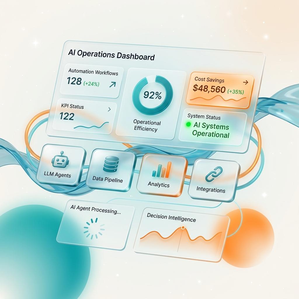 AI Operations Dashboard — automation workflows, efficiency and cost savings