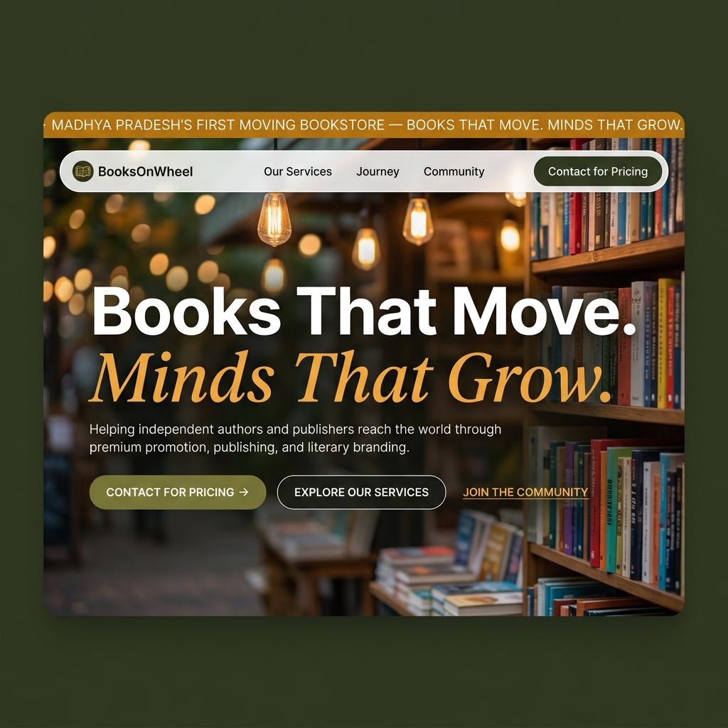 BooksOnWheel website showing the premium digital bookstore experience